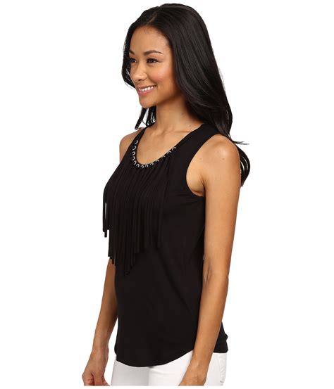 michael kors black tank top gold chain|Michael Kors designer tops black.